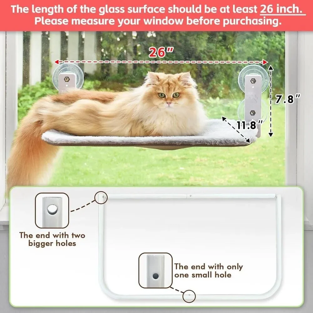 AMOSIJOY Cordless Cat Window Perch Hammock for Wall Medium 26